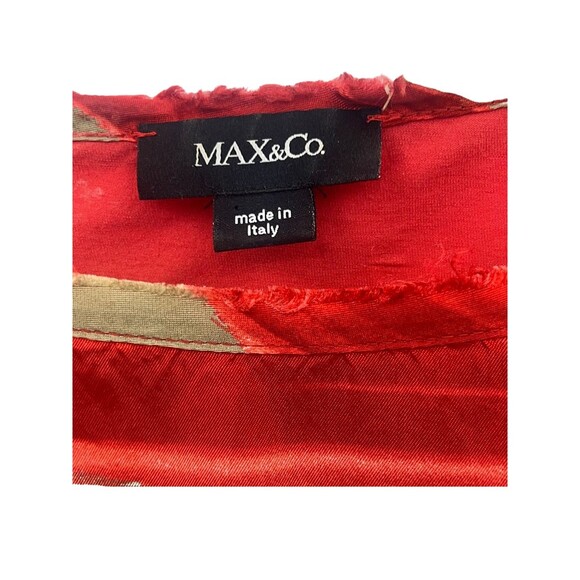 Max & Co Red & Tan Striped Short Sleeve Shirt Women's Medium Italy - Picture 3 of 4
